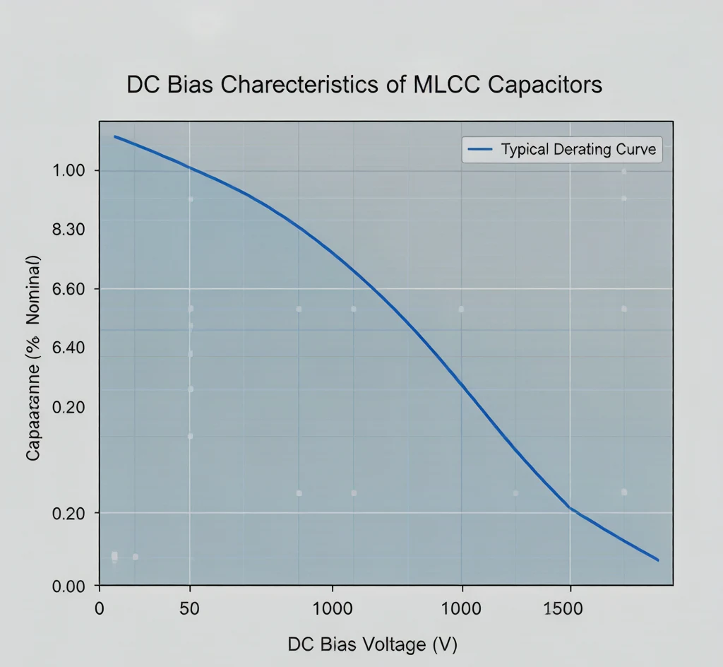 High capacitance MLCC DC bias effect — capacitance loss under applied voltage for power design
