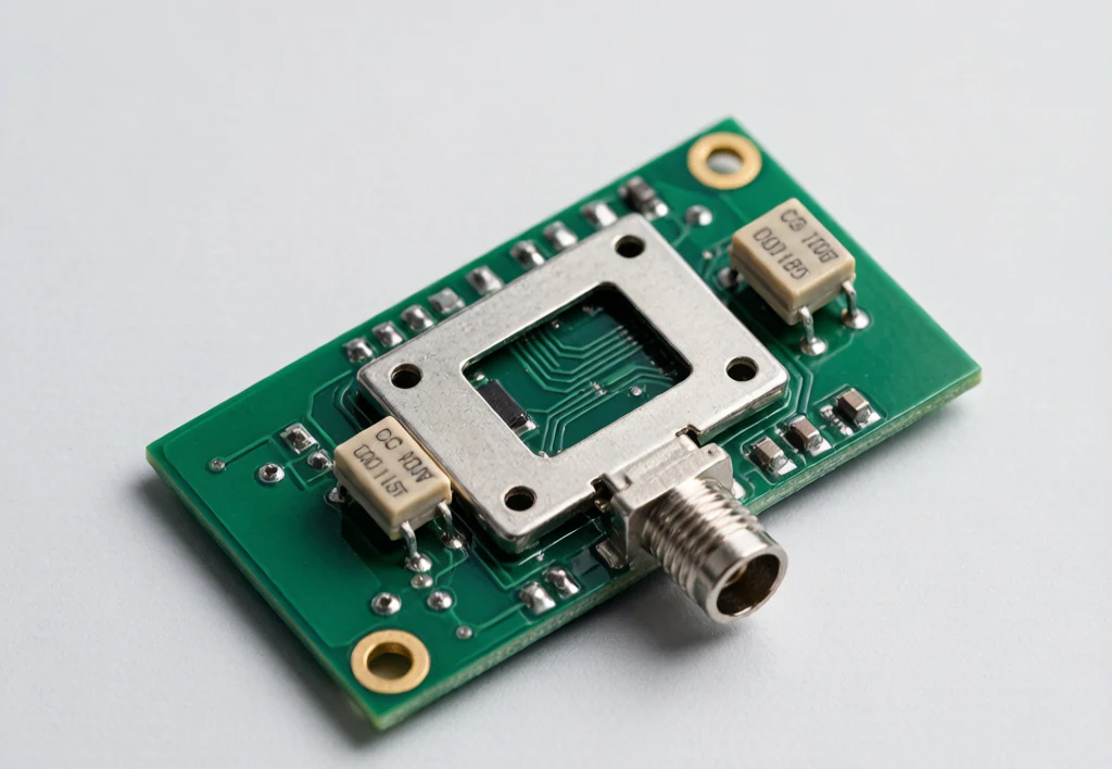 RF high-Q MLCC capacitors on RF module PCB with SMA connector